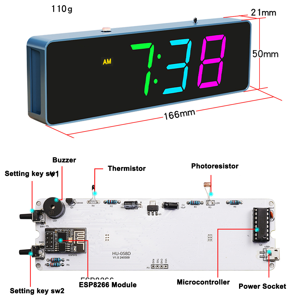 ESP8266 IoT Colorful WiFi Cloc – Diy Electronics Watch Bewertung und Preis